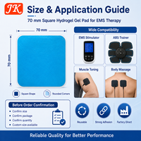 Électrodes de gel hydrogel EMS Jinke 70x70mm réutilisables pour entraîneur abdominal, auto-adhésives, pour masseur corporel TENS abdominal, vente en gros