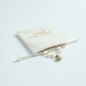 9x12cm High Quality <b>Makeup</b> <b>Bag</b> Custom Small VelvetJewelry Pouch Cream <b>Drawstring</b> Sack - Product Image 5