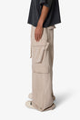 Pantaloni <span class=keywords><strong>Cargo</strong></span> <span class=keywords><strong>Beige</strong></span> da Uomo con Tasche Multiple, Pantaloni Casual Larghi con Coulisse e Gamba Larga - Product Image 3