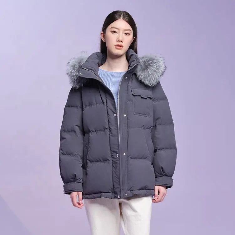 New Fashion Winter Long Sleeve Fur Collar Keep Warm Plus Size Women Puffer Jacket
