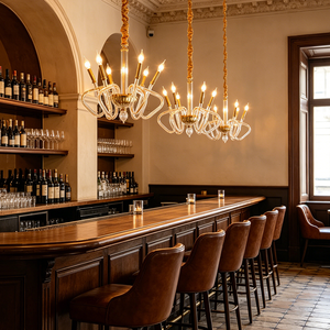 Lampadario Moderno a LED in Cristallo per Sala da Pranzo, Viola, Oro Champagne, Argento, Vetro Trasparente, Vetro Colorato - Product Image 1