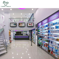 Étagères de pharmacie en bois de luxe Étagères cosmétiques modernes Conception de présentoir de pharmacie avec bandes de LED