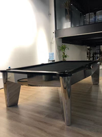 Table de billard BVM haut de gamme au design contemporain, 9 pieds, professionnelle, avec plateau en pierre bleue, poches en verre, pour intérieur, finition de luxe