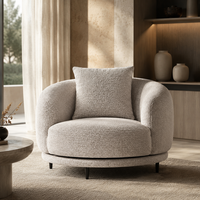 Fauteuil pivotant moderne de luxe en tissu gris, confortable, pour salon, canapé individuel
