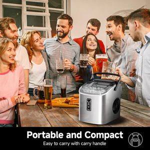 EUHOMY <b>Ice</b> <b>Maker</b> Countertop 9 Cubes In 6 Mins 26.5lbs 24H Stainless Steel Bullet <b>Ice</b> With Carry Handle - Product Image 6