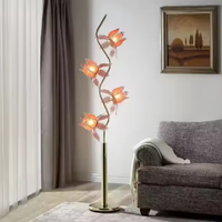 Lampe de table moderne flexible Lotus LED en fer et verre, à intensité variable et température de couleur multiple, pour salon, chambre, bureau