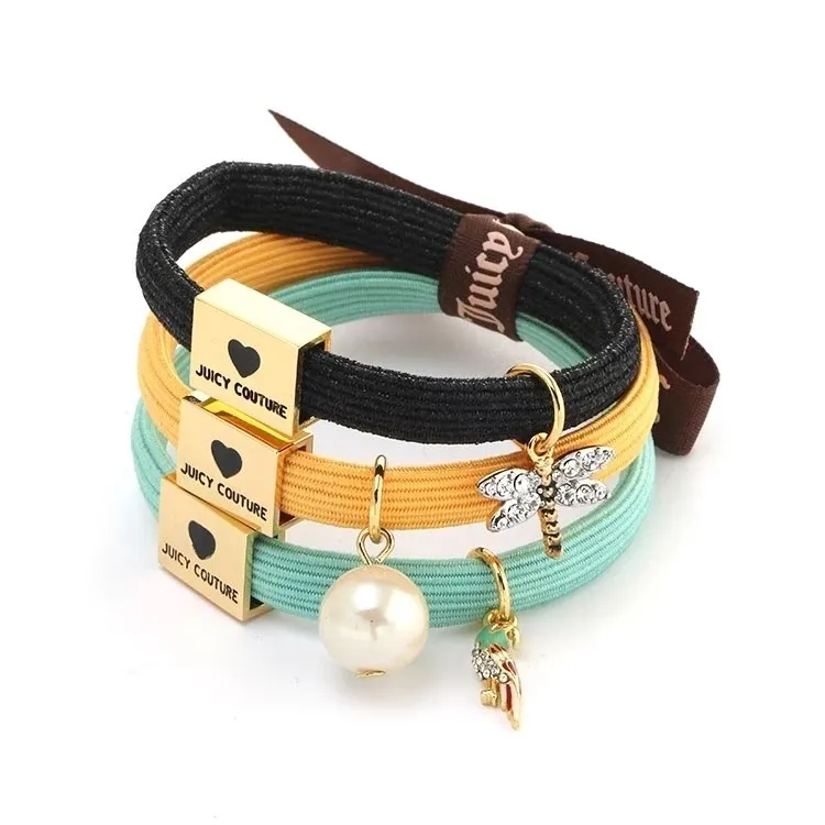 Elastic hair tie with metal charms elastic hair band with metal charm hair tie bracelet for decoration