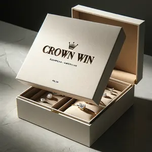 Mahkota win kotak cincin kardus kualitas tinggi mini travel kalung perhiasan kemasan & tampilan kotak hadiah set lengkap dengan kotak kertas logo