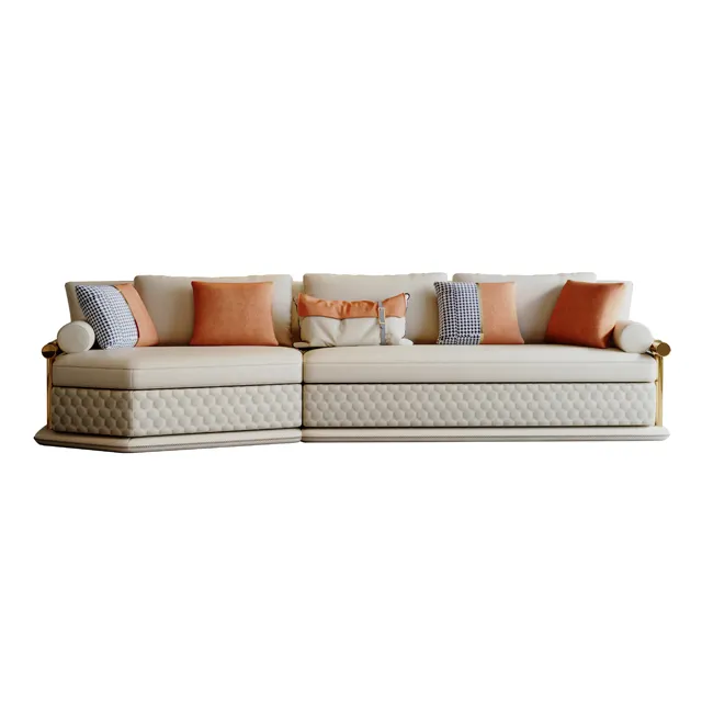 Juego de almohadas de sofá de cuero genuino, sofá de diseño árabe para sala de estar, muebles de interior, sofá de lujo moderno