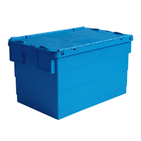 Caisse de déménagement en plastique d'entrepôt Conteneurs de stockage à couvercle attaché empilable Boîte de roulement en plastique pour le transport