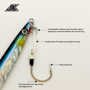 JK HV Heavy Assist ตกปลาทะเล4X Strong Jig ตะขอ32 Strand <span class=keywords><strong>PE</strong></span> <span class=keywords><strong>สาย</strong></span>อุปกรณ์ Fisherman สำหรับเกมตกปลา <span class=keywords><strong>Mustad</strong></span> รายการ - Product Image 5