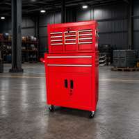 Armoire à outils directe usine avec coffre supérieur intégré, tiroirs et portes verrouillables en acier, logo personnalisé, pour acheteurs en gros