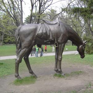 Statue de cheval moderne en <span class=keywords><strong>bronze</strong></span> taille réelle avec selle, sculpture de grand cheval en cuivre sur cour à vendre - Product Image 1