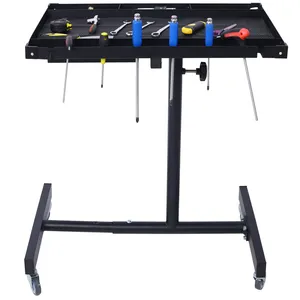 Rolling Tool Table Tear Down Tray Adjustable Height And Width Mobile Work Table With 4 Swivel Wheels