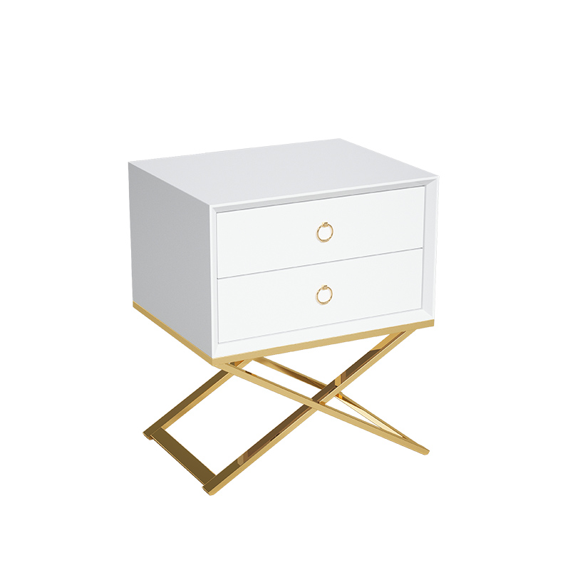 Современный простой золотой каркас из нержавеющей стали деревянный прикроватный столик роскошный тумбочка для хранения прикроватный столик