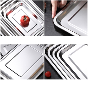 Plateau carré en acier inoxydable 304 épaissi casserole <span class=keywords><strong>de</strong></span> <span class=keywords><strong>cuisson</strong></span> profonde rectangulaire servant BBQ congélateur casserole pour cuisine Restaurant fête - Product Image 5
