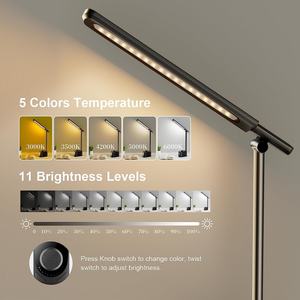 Lampe de bureau LED avec port de charge USB et horloge, pliable, petite, noire, à intensité réglable, pour la lecture - Product Image 4