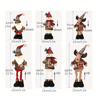 Poupées en peluche de Noël rétractables faites à la main, écologiques, Père Noël, Bonhomme de neige, Renne, décorations festives sur pied