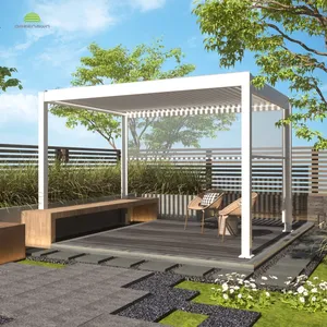 Professionele Automatische Elektrische Waterdichte Pergola Aluminium Buiten Met Zijzon Scherm