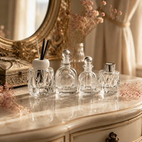 Flacon diffuseur d'arômes élégant en verre transparent sculpté, flacon vide de 50/100 ml pour parfum et bâtonnets diffuseurs