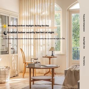 <span class=keywords><strong>Cortinas</strong></span> de gasa crema francesa <span class=keywords><strong>para</strong></span> balcón, <span class=keywords><strong>ventanas</strong></span> de Bahía, transmisión de luz, patrón plisado de arena semisombreado opaco - Product Image 1
