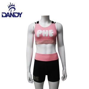 Divise da Cheerleading taglie forti personalizzate blu Navy allegria e costumi da ballo per adulti set di strass per le squadre della scuola di danza femminile - Product Image 5