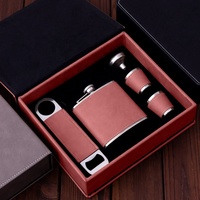 Set de Regalo de Cantimplora de Cuero Sintético Grabable con Láser con Logotipo Personalizado, Conjunto para Padrinos de Boda, Cantimplora de Acero Inoxidable con Vasos y Abridor de Botellas