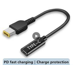 15cm 65W <span class=keywords><strong>USB</strong></span> <span class=keywords><strong>C</strong></span> PD tipo <span class=keywords><strong>C</strong></span> hembra a Punta Delgada cuadrada <span class=keywords><strong>Cable</strong></span> de carga de energía para <span class=keywords><strong>Lenovo</strong></span> Thinkpad E440 E450 E550 E560 T430 T440S <span class=keywords><strong>Cable</strong></span> - Product Image 2