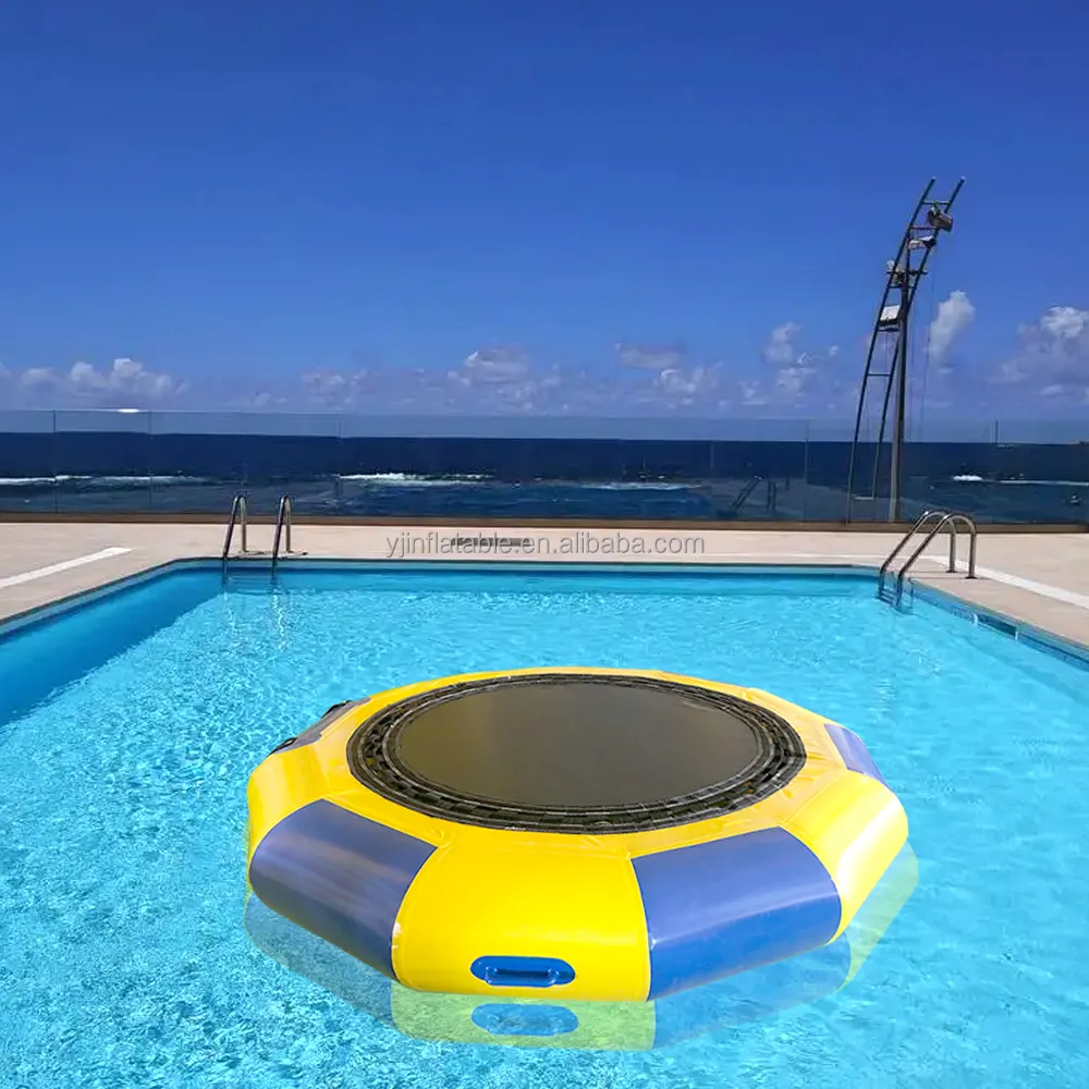 lake water round inflatable floating trampoline with pump