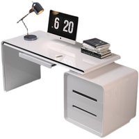 Bureau d'ordinateur pour la maison, design simple, bureau d'étudiant, style minimaliste moderne, finition peinte haute brillance, modèle en MDF réglable