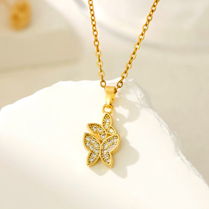 Collier Pendentif Papillon en Acier Inoxydable Plaqué Or avec Zircon pour Femme, Vente en Gros Usine, Nouveauté Tendance, Bijou de Mode, Idée Cadeau - Product Image 5