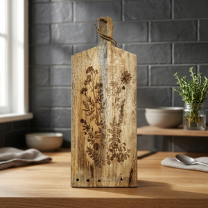 Tabla de cortar de madera rectangular con grabado floral, tabla para servir, tabla de preparación de alimentos para cocina - Product Image 2