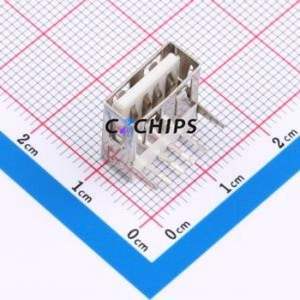 XDUF-0241-05B2 USB Connector Bent Lead Through Hole Connector Type-A USB 2.0 Female Right Angle Insert - Product Image 1