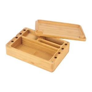 Bamboo Stash Box Secret mit verschiebbarem Rollt ablett Klappdeckel Extra große faltbare Rollt ablett Holz Aufbewahrung sbox