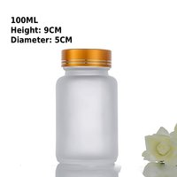 Bouteille en verre givré avec couvercle, flacon transparent scellé pour médicaments, pilules, poudres, compléments alimentaires, emballage de Cordyceps