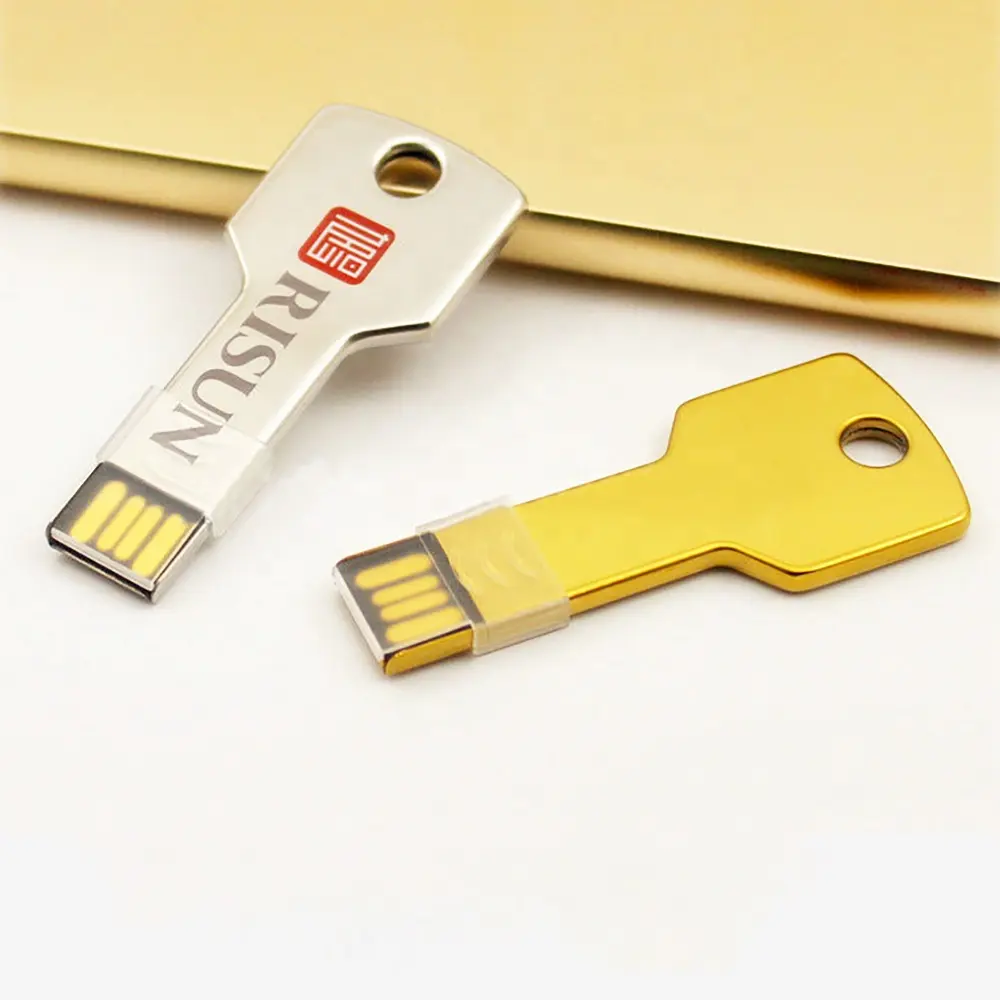 Alloy metal custom logo USB memory stick key shape usb flash drive with key holder