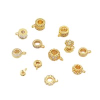 Perles intercalaires, anneaux de jonction et fermoirs à trois voies en cuivre plaqué or 14K, zircon, forme baril, inaltérables, pour la fabrication de bijoux DIY