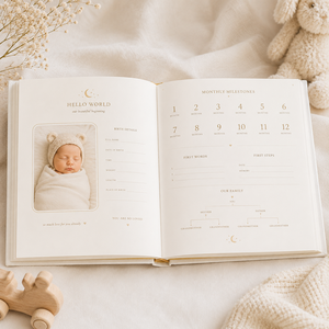 LABON <span class=keywords><strong>Livre</strong></span> de souvenirs <span class=keywords><strong>personnalisé</strong></span> pour bébé, journal de mémoire, couverture rigide en lin blanc, suivi des étapes importantes du premier an, organisateur de souvenirs pour nouveau-né - Product Image 3
