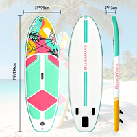 Planche à pagaie gonflable artistique de 9'6'' pour adolescents, SUP coloré léger pour filles, épaisseur de 15 cm, planche stable pour la pratique de la planche à pagaie debout