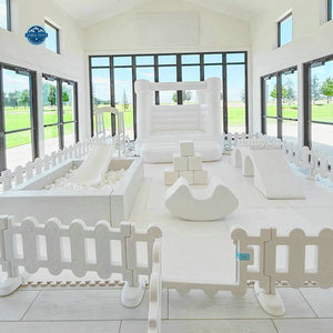 AUDATOYS Ensemble de jeux souples en PVC et mousse blanc pour intérieur/extérieur, équipement de jeux souples pour enfants, portable pour la location de fêtes - Product Image 1