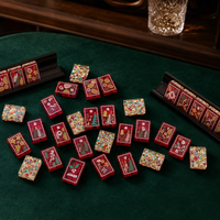 Jeu de tuiles de mahjong américaines en papier rouge vin, thème champagne, cadeau de Noël de luxe, livraison rapide, prêt à être expédié