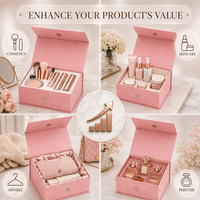 Boîte cadeau magnétique de luxe rose avec logo personnalisable, boîte cadeau rigide personnalisée pour les soins de la peau et les cosmétiques