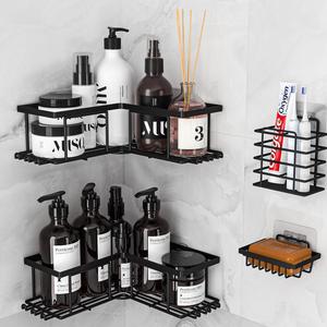 Estantes de Cesta para Accesorios de Baño de Alta Calidad, Organizador de Almacenamiento sin Perforación, Estante Esquinero para Ducha de Montaje en Pared - Product Image 4