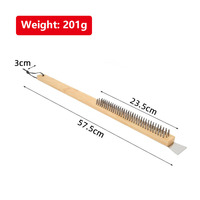 Brosse et raclette de nettoyage pour pizza DY-85 en bois et acier inoxydable, écologiques, accessoires pour four extérieur, lavage à la main uniquement