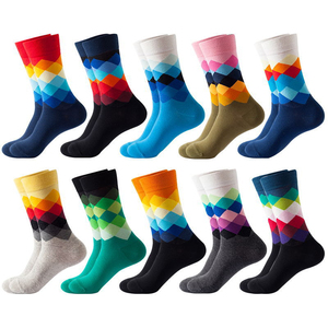 <span class=keywords><strong>Calcetines</strong></span> de Vestir Clásicos de Algodón de Tubo Medio, Color Vívido, Estilo Funky, con Diseño de Argyle para <span class=keywords><strong>Hombre</strong></span>, Venta al por Mayor - Product Image 1