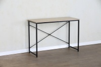Bureau d'ordinateur moderne avec structure métallique KD, table d'écriture industrielle simple avec support en X renforcé, mobilier de bureau à domicile durable