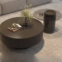 Table basse de style italien haut de gamme - Table à thé moderne minimaliste de luxe léger avec plateau en pierre - Meuble de salon grande capacité