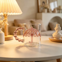 Mug à lait en verre à double paroi haut de gamme avec poignée colorée et design moderne, compatible lave-vaisselle et micro-ondes