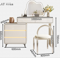 Coiffeuse moderne minimaliste blanche laquée avec miroir LED en forme de nuage et chaise en acrylique – Ensemble de coiffeuse pour chambre à coucher