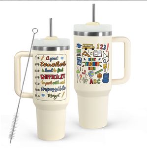 <span class=keywords><strong>Taza</strong></span> de acero inoxidable con aislamiento de doble pared con recubrimiento en polvo de 40oz, vaso para profesores con mango, los mejores regalos para profesores - Product Image 5